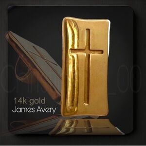 14k James Avery gold RARE rounded edges rectangle pendant hidden bale cross